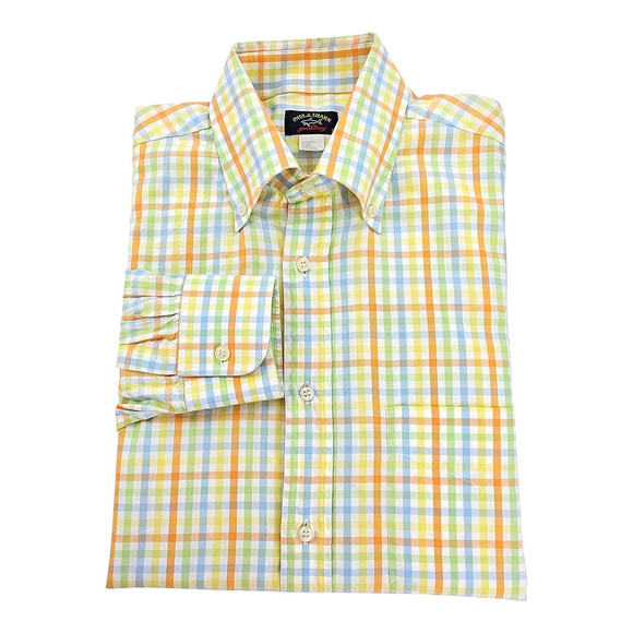 Quiet Luxury Paul & Shark Button Down Shirt Men L Plaid Italian Cotton - Picture 4 of 12